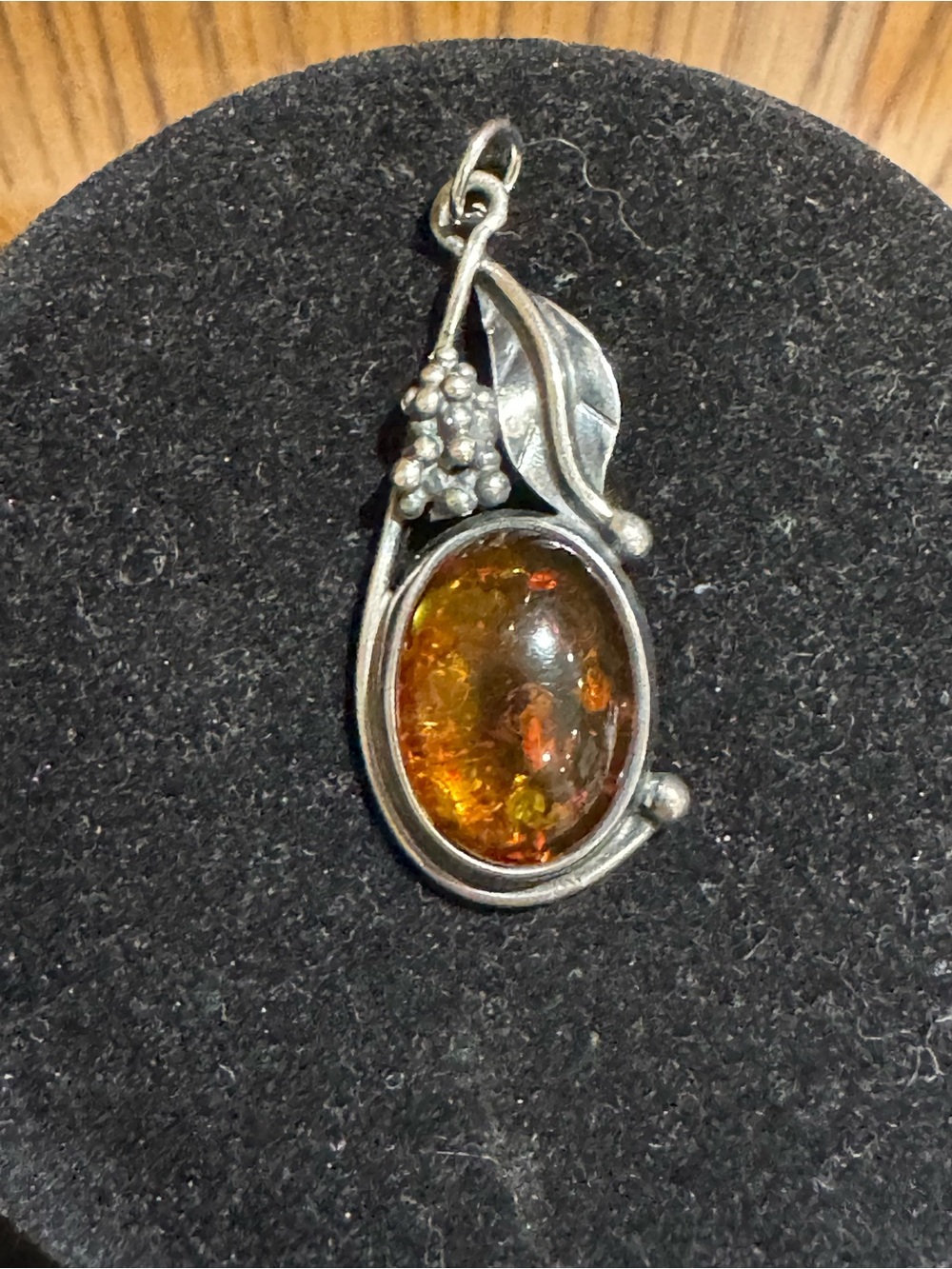 Vintage Sterling Silver Baltic Amber Pendant